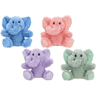 MULTIPET Hondenspeeltje Minipet Olifant – pluche met pieper en knisper - pastel assorti - 14x13x7 cm