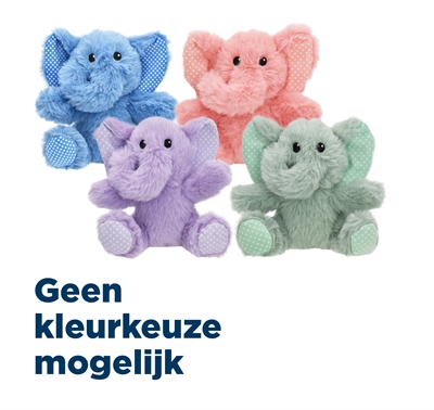 MULTIPET Hondenspeeltje Minipet Olifant – pluche met pieper en knisper - pastel assorti - 14x13x7 cm