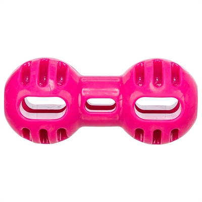 TRIXIE Hondenspeelgoed Dumbell Soft & Strong TPR - Halter met openingen, licht & flexibel - Roze - 14,5×6,5×6,5 cm