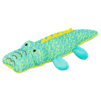 TRIXIE Hondenspeeltje Krokodil Stof Zacht, pootjes stimuleren spel - Aqua/Groen - 33x13,5x7,5 cm