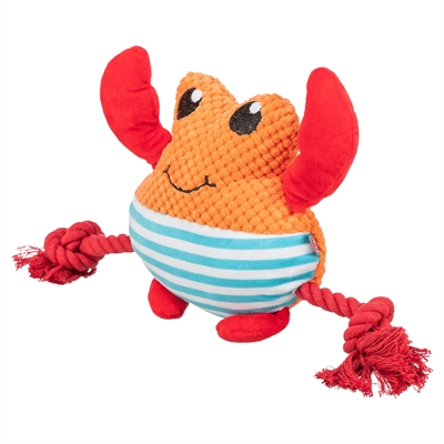 TRIXIE Hondenspeeltje Krab met flostouw - zacht knuffelbaar & geschikt voor trekspel - Oranje - 28x8,5x20,5 cm