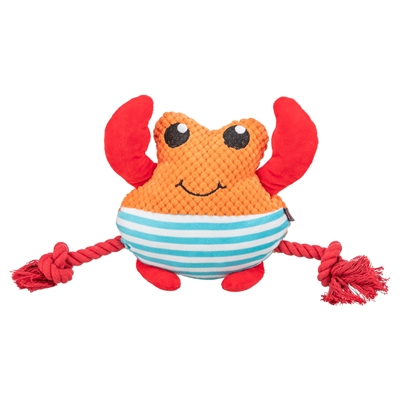 TRIXIE Hondenspeeltje Krab met flostouw - zacht knuffelbaar & geschikt voor trekspel - Oranje - 28x8,5x20,5 cm