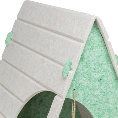 TRIXIE Kattenmand Speelbox Lucy vormvast vilt, 2 ingangen & speeltje - zand/groen - 46x38x50 cm