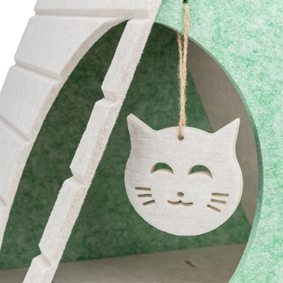 TRIXIE Kattenmand Speelbox Lucy vormvast vilt, 2 ingangen & speeltje - zand/groen - 46x38x50 cm