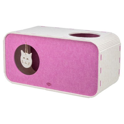 TRIXIE Speelbox Merle vormvast vilt, 2 ingangen - zand/roze - 58x27x29 cm