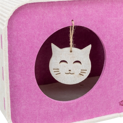 TRIXIE Speelbox Merle vormvast vilt, 2 ingangen - zand/roze - 58x27x29 cm