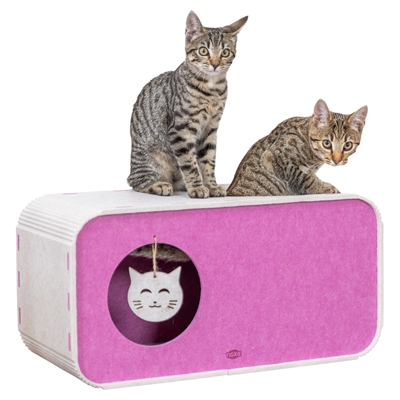 TRIXIE Speelbox Merle vormvast vilt, 2 ingangen - zand/roze - 58x27x29 cm