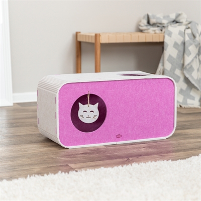 TRIXIE Speelbox Merle vormvast vilt, 2 ingangen - zand/roze - 58x27x29 cm