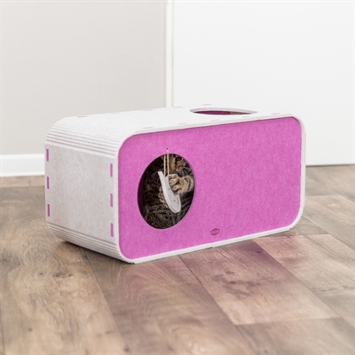 TRIXIE Speelbox Merle vormvast vilt, 2 ingangen - zand/roze - 58x27x29 cm