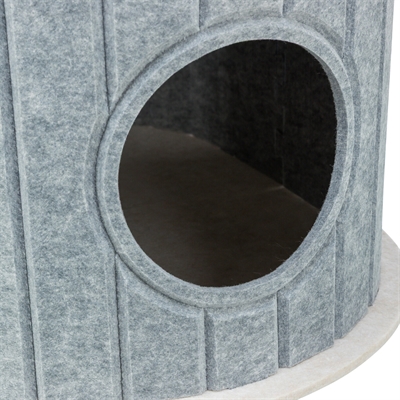 TRIXIE Speelbox Mara | Vormvast vilt, meerdere ingangen & speeltjes - Zand/Grijs - 66x46x62 cm