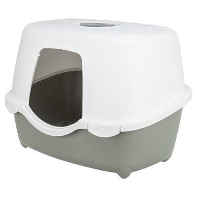 TRIXIE Kattenbak Davio Top met kap | Buitengebruik & transparante regenklep - Grijs/Wit - 56x39x39 cm