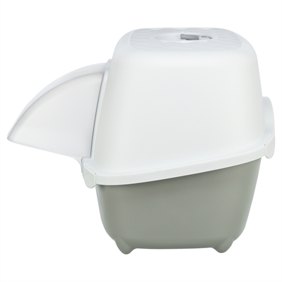 TRIXIE Kattenbak Davio Top met kap | Buitengebruik & transparante regenklep - Grijs/Wit - 56x39x39 cm