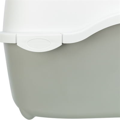 TRIXIE Kattenbak Davio Top met kap | Buitengebruik & transparante regenklep - Grijs/Wit - 56x39x39 cm