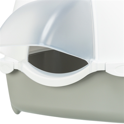 TRIXIE Kattenbak Davio Top met kap | Buitengebruik & transparante regenklep - Grijs/Wit - 56x39x39 cm