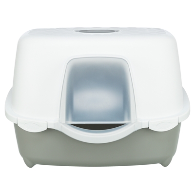 TRIXIE Kattenbak Davio Top met kap | Buitengebruik & transparante regenklep - Grijs/Wit - 56x39x39 cm