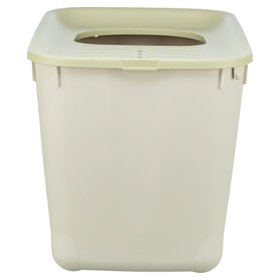 TRIXIE Kattenbak Hop-In Boveningang tegen strooiing - Grijs/Groen - 38x58x39 cm