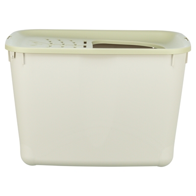 TRIXIE Kattenbak Hop-In Boveningang tegen strooiing - Grijs/Groen - 38x58x39 cm