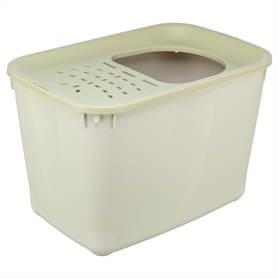 TRIXIE Kattenbak Hop-In Boveningang tegen strooiing - Grijs/Groen - 38x58x39 cm