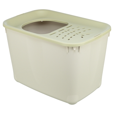 TRIXIE Kattenbak Hop-In Boveningang tegen strooiing - Grijs/Groen - 38x58x39 cm