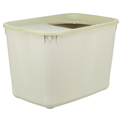 TRIXIE Kattenbak Hop-In Boveningang tegen strooiing - Grijs/Groen - 38x58x39 cm