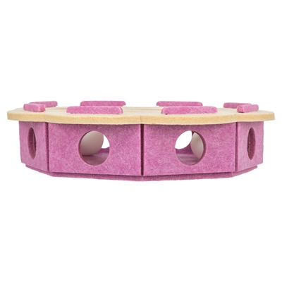 TRIXIE Kattenspeelgoed Hole'n'Roll Bloem Vilt | Interactief met rollende balletjes - Roze/Beige - 30x30x7,5 cm