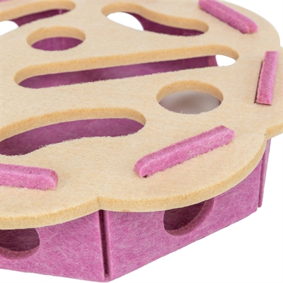 TRIXIE Kattenspeelgoed Hole'n'Roll Bloem Vilt | Interactief met rollende balletjes - Roze/Beige - 30x30x7,5 cm