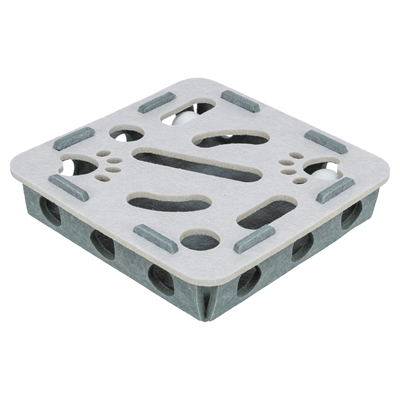 TRIXIE Kattenspeelbox HOLE'N'ROLL BOX VILT - met bewegende balletjes, uitneembaar - Grijs - 30x30x7,5 cm