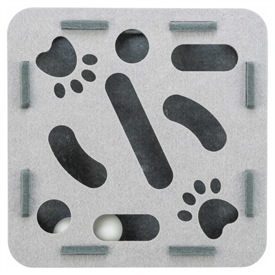 TRIXIE Kattenspeelbox HOLE'N'ROLL BOX VILT - met bewegende balletjes, uitneembaar - Grijs - 30x30x7,5 cm