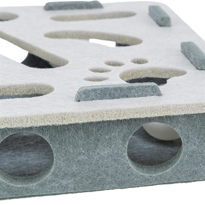 TRIXIE Kattenspeelbox HOLE'N'ROLL BOX VILT - met bewegende balletjes, uitneembaar - Grijs - 30x30x7,5 cm