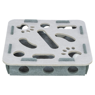 TRIXIE Kattenspeelbox HOLE'N'ROLL BOX VILT - met bewegende balletjes, uitneembaar - Grijs - 30x30x7,5 cm
