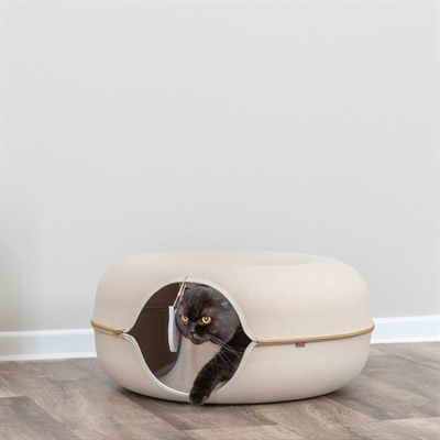 TRIXIE Speeldonut Vilt - Donutvormige speeltunnel met ligplek & rits voor opbergen - Beige - 60x60 cm