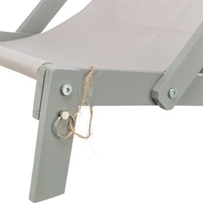 TRIXIE Strandstoel Hout - Verstelbare rugleuning, inklapbaar, gelakt FSC-hout - Grijs - 51x33x37 cm