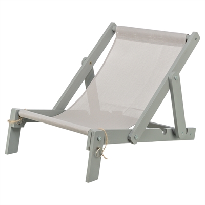 TRIXIE Strandstoel Hout - Verstelbare rugleuning, inklapbaar, gelakt FSC-hout - Grijs - 51x33x37 cm
