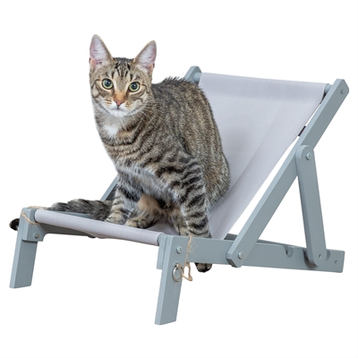 TRIXIE Strandstoel Hout - Verstelbare rugleuning, inklapbaar, gelakt FSC-hout - Grijs - 51x33x37 cm