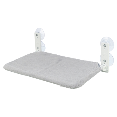 TRIXIE Kattenhangmat voor raam - Zuignappen tot 12 kg | Omkeerbare pluche/mesh - Wit/Grijs - 58x34 cm