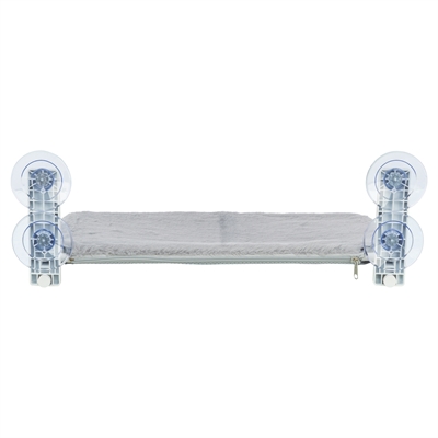 TRIXIE Kattenhangmat voor raam - Zuignappen tot 12 kg | Omkeerbare pluche/mesh - Wit/Grijs - 58x34 cm