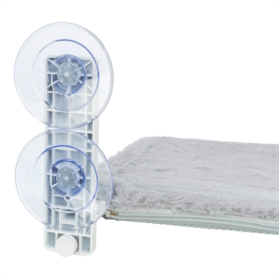 TRIXIE Kattenhangmat voor raam - Zuignappen tot 12 kg | Omkeerbare pluche/mesh - Wit/Grijs - 58x34 cm