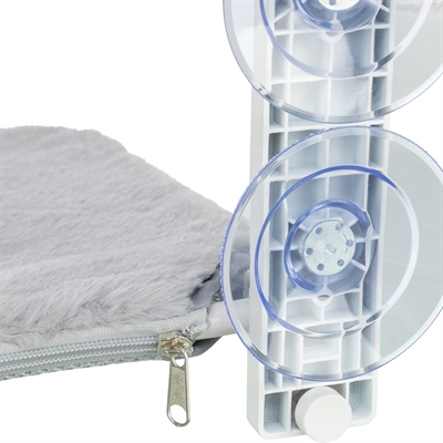 TRIXIE Kattenhangmat voor raam - Zuignappen tot 12 kg | Omkeerbare pluche/mesh - Wit/Grijs - 58x34 cm