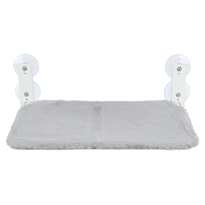 TRIXIE Kattenhangmat voor raam - Zuignappen tot 12 kg | Omkeerbare pluche/mesh - Wit/Grijs - 58x34 cm