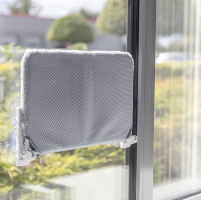 TRIXIE Kattenhangmat voor raam - Zuignappen tot 12 kg | Omkeerbare pluche/mesh - Wit/Grijs - 58x34 cm