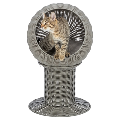TRIXIE Kattenmand Amalia Polyrattan, omkeerbaar kussen - Grijs - 42x42x70 cm