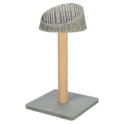 TRIXIE Krabpaal Amalia | Waterafstotend outdoor met gevoerd polyrattan ligbed - Grijs - 48x48x88 cm