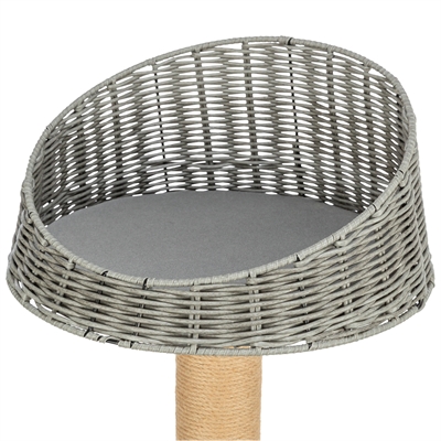 TRIXIE Krabpaal Amalia | Waterafstotend outdoor met gevoerd polyrattan ligbed - Grijs - 48x48x88 cm