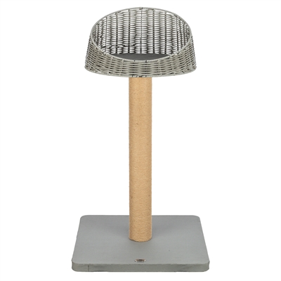 TRIXIE Krabpaal Amalia | Waterafstotend outdoor met gevoerd polyrattan ligbed - Grijs - 48x48x88 cm