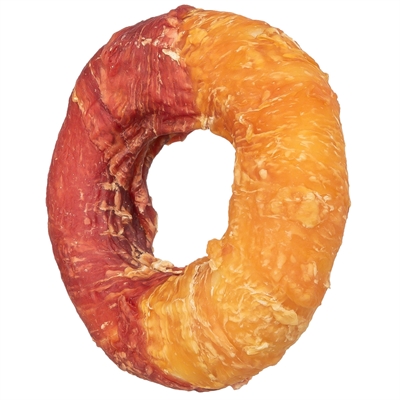 TRIXIE Kauwring Denta Fun Kip/Eend - Runderhuid omwikkeld met kip & eend - 9 cm | 70 g | 50 st