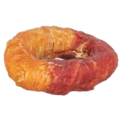 TRIXIE Kauwring Denta Fun Kip/Eend - Runderhuid omwikkeld met kip & eend - 9 cm | 70 g | 50 st