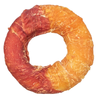 TRIXIE Kauwring Denta Fun Kip/Eend - Runderhuid omwikkeld met kip & eend - 9 cm | 70 g | 50 st