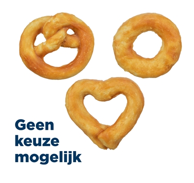 TRIXIE Hondensnack Mini Mix Pretzel/Hart/Ring Licht verteerbaar collageen kipomwikkeld - Glutenvrij - 6 cm - 90 st