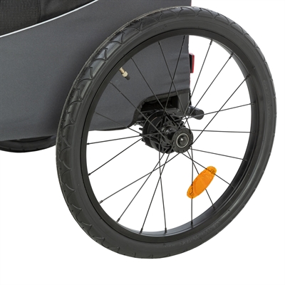TRIXIE Hondenfietskar 61/125x56x64 cm Ventilatie & zicht | Stevige wielen, opvallende vlag - Grijs/rood - Max 15 kg