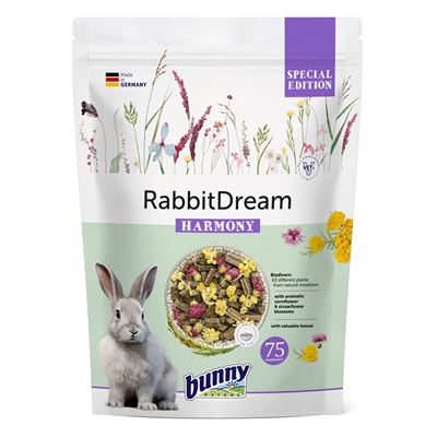 BUNNY NATURE Konijnenvoer Konijnendroom Special Edition Harmony - Vezelrijk voor spijsvertering & gebit, met kamille en goudsbloem - 1,5 kg
